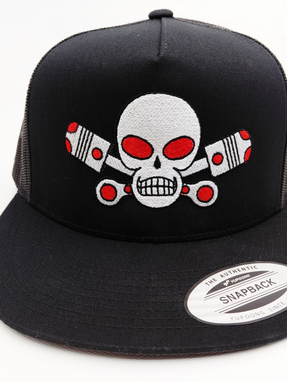 Outlaws MC Skull & Pistons Embroidered Black Snapback Hat